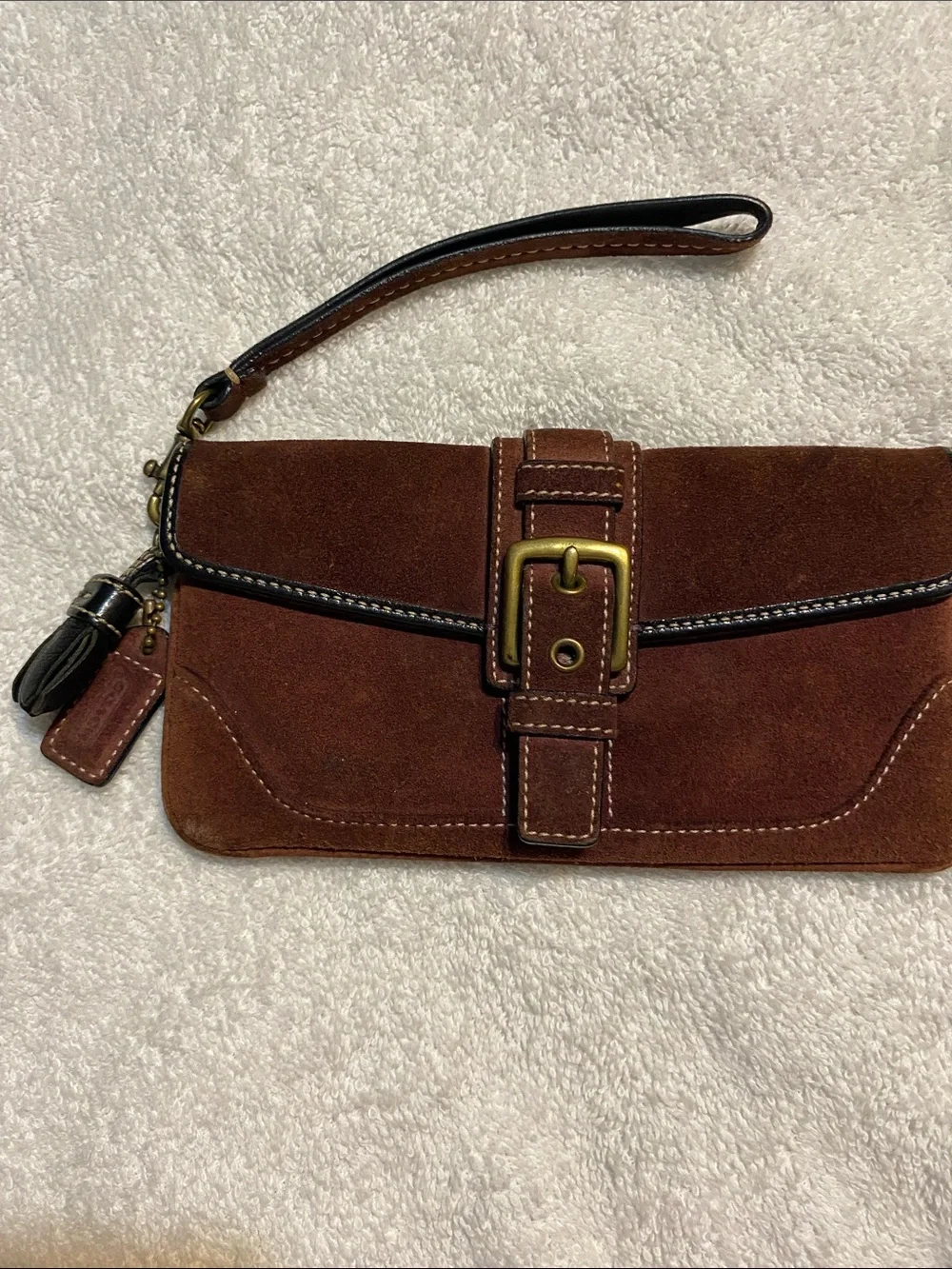 Coach Suede Wristlet Clutch